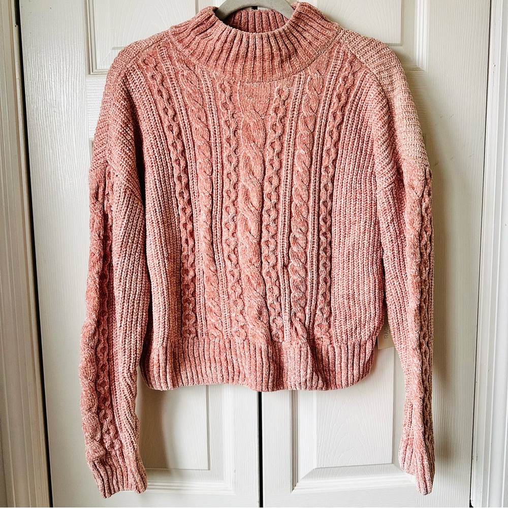 Rachael Zoe cozy cropped cable knit sweater Sz XL